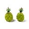 Brass Handmade Lampwork Pendants, Fruit Charms, Pineapple, 24x14x13mm, Hole: 1.5x6mm