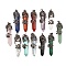 Natural & Synthetic Gemstone Big Pointed Pendants, with Antique Bronze Plated Brass Findings, Mixed Dyed and Undyed, Bullets, 55~60x16mm, Hole: 5x8.5mm