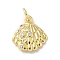 Brass Micro Pave Clear Cubic Zirconia Pendants, with Jump Ring, Sea Animals Charms, Shell Shape, 14x12.5x3.5mm, Hole: 3mm