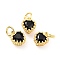 Brass Micro Pave Mixed Color Cubic Zirconia Pendants, Real 18K Gold Plated, Long-Lasting Plated, Heart, Black, 9.3x7.4x5.5mm, Hole: 3mm
