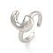 Brass Letter Open Cuff Rings for Women, Cadmium Free & Lead Free, Adjustable, Platinum, Letter C, 15~16.5x7~16.5mm