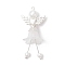 Frosted Acrylic Pendants, Angel, with Alloy Finding & Glass Pearl Beads, Silver, 48x21.5x18mm, Hole: 3mm