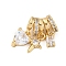 Brass Micro Pave Cubic Zirconia Pendants, Cadmium Free & Nickel Free & Lead Free, Flat Round, Real 18K Gold Plated, 17x16x7mm, Hole: 3mm