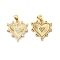 Brass Micro Pave Clear Cubic Zirconia Pendants, Cadmium Free & Lead Free, Heart, Real 16K Gold Plated, 18.5x18x2mm, Hole: 4x3.5mm