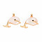 Brass Micro Pave Clear Cubic Zirconia Pendants, with Freshwater Shell, Nickel Free, Dolphin, Real 18K Gold Plated, 13x18.5x5mm, Hole: 1.2mm