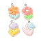 Transparent Resin Pendants,  Flower, with 201 Stainless Steel Loop, Mixed Color, 26.5~29.5x17.5~22.5x6~8mm, Hole: 2mm