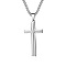304 Stainless Steel Cross Pendant Unisex Necklaces, Box Chain Necklaces for Men Women, Stainless Steel Color, 23.62 inch(60cm)