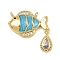 Brass Micro Pave Cubic Zirconia Pendants, Cadmium Free & Lead Free, with Enamel, Fish & Teardrop Charms, Real 18K Gold Plated, Deep Sky Blue, 20x20.5x3.5mm, Hole: 1.2mm