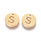 304 Stainless Steel Charms, Ion Plating (IP), Flat Round, Letter S, 10x1~1.5mm, Hole: 1mm