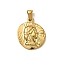 304 Stainless Steel Pendants, Ion Plating(IP), Flat Round with Human Charm, Real 18K Gold Plated, 23x19.5x3mm, Hole: 5x3mm
