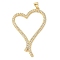 Brass Micro Pave Cubic Zirconia Pendants, Heart, Rack Plating, Long-Lasting Plated, Lead Free & Cadmium Free, Clear, 46x31x3mm, Hole: 4.5x3.5mm