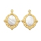 PVD Vacuum Plating 304 Stainless Steel Pendants, with Pave Shell, Oval Charm, Real 18K Gold Plated, 19x15x2mm, Hole: 1.2mm