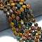 Natural Ocean Jasper Beads Strands, Faceted Hexagonal Cut, Flat Round, with Seed Beads, 10~10.5x6mm, Hole: 1mm, about 31~32pcs/strand, 15.35''~15.55''(39~39.5cm)