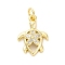 Brass Micro Pave Cubic Zirconia Pendants, Cadmium Free & Lead Free, Turtle with Starfish Charms, with Jump Ring, Real 16K Gold Plated, 17x12x3mm, Hole: 3.5mm