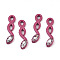 Spray Painted Alloy Pendants, with Glass, Cadmium Free & Lead Free, Pale Violet Red, 29.5x7x4mm, Hole: 2x3mm