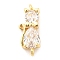 Brass Micro Pave Cubic Zirconia Kitten Links connectors, Cat, Clear, Golden, 18x8x5mm, Hole: 1.2mm