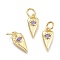 Brass Micro Pave Cubic Zirconia Pendants, with Jump Ring, Heart with Eye, Real 18K Gold Plated, Lilac, 12x5.5x2.3mm, Jump Rings: 5x0.8mm, Inner Diameter: 3mm