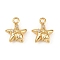 Ocean Theme Brass Micro Pave Cubic Zirconia Charms, Long-Lasting Plated, Nickel Free, Real 18K Gold Plated, Starfish, 10x8.5x4mm, Hole: 1.2mm