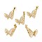 Brass Micro Pave Clear Cubic Zirconia Pendants, with Jump Ring, Long-Lasting Plated, Butterfly, Real 18K Gold Plated, 26x19x3mm, Hole: 5x3mm