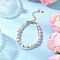 Glass Pearl Round Beaded Multi-strand Bracelets, & Zinc Alloy Lobster Claw Clasps, Lavender, 8 inch(20.3cm)