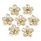 Handmade Wire Wrapped Pendants, with Faceted Glass Beads, Crystal Rhinestone and Light Gold Plated Brass Wire, Flower, Light Goldenrod Yellow, 19~21x19~21x8~9mm