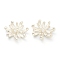 PVD Vacuum Plating Alloy Cabochons, with White Plastic Beads, Flower, Platinum, 16x5mm