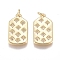 Brass Micro Pave Cubic Zirconia Pendants, with Jump Ring, Long-Lasting Plated, Rectangle with Star, Clear, Golden, 17x10x2mm, Hole: 1.3mm