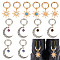 12Pcs 6 Styles Sun & Moon Alloy Shoe Charms, Tiger Eye & Blue Spot Jasper & Fluorite Shoe Charm, with Alloy Spring Gate Rings, Platinum & Golden, 54~66mm, 2pcs/style
