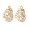 Brass Micro Pave Cubic Zirconia Charms, Glove Charms, Cadmium Free & Nickel Free & Lead Free, Real 18K Gold Plated, 11x7x2.5mm, Hole: 1mm