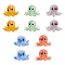 10Pcs 5 Colors Handmade Bumpy Lampwork Beads, Octopus, Mixed Color, 15x25x13~14mm, Hole: 1.4mm, 2pcs/color