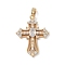Rack Plating Brass Pendant, with Cubic Zirconia, Lead Free & Cadmium Free, Long-Lasting Plated, Cross, Real 18K Gold Plated, 27.5x20.5x4mm, Hole: 5x3mm