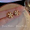 Flower Stainless Steel & Imitation Pearl Stud Earrings for Women, Golden