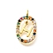 Brass Micro Pave Cubic Zirconia Pendants, Cadmium Free & Nickel Free & Lead Free, Real 18K Gold Plated, Oval with Letter Charms, Letter H, 18.5x11x3.5mm, Hole: 2x1.5mm