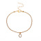 Fashionable and Creative Rhinestone Anklet Bracelets, English Letter O Hip-hop Creative Beach Anklet for Women, Golden