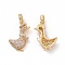Brass Micro Pave Clear Cubic Zirconia Pendants, Cadmium Free & Lead Free, Duck, Golden, 22x14.5x4mm, Hole: 4.5x4mm