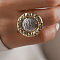 Elegant Zinc Alloy Adjustable Ring for Women, Daily Commute Jewelry Accessory, Platinum & Golden, Flat Round, Inner Diameter: 16mm