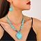 Alloy Heart Hoop Earrings, with Synthetic Turquoise, Platinum, 63mm