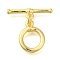 Brass Toggle Clasps, Flat Round, Golden, Ring: 13x10x1.7mm, Hole: 1.2mm, bar: 4.8x17.5x2mm, hole: 1.2mm