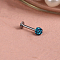 316L Surgical Stainless Steel Round Ball Threadless Labrets, with Polymer Clay Rhinestone, Stainless Steel Color, Indicolite, 8mm, Pin: 1.2mm, Head: 4mm