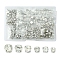 360Pcs 6 Style Sew on Rhinestone, Glass Rhinestone, Montee Beads, with Brass Prong Settings, Garments Accessories, Flat Round, Platinum, 4.3~8x4~6mm
