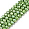 Electroplate Glass Beads Strands, Opaque Solid Color, AB Color Plated, Faceted, Rondelle, Olive Drab, 8x6mm, Hole: 1mm, about 64~65pcs/strand, 40~41cm