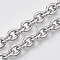 Tarnish Resistant 304 Stainless Steel Cable Chains, Unwelded, Oval, Stainless Steel Color, 12x10x2.5mm, about 32.8 Feet(10m)/roll