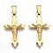 201 Stainless Steel Pendants, Crucifix Cross, for Easter, Real 18K Gold Plated, 30x18x3mm, Hole: 3x8mm
