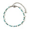 Bohemian Style Seed Beads Imitation Pearl Beaded Bracelet, Adjustable, Unique Trendy, Turquoise, 6-1/2 inch(16.5cm)~6-3/4 inch(17cm)