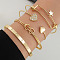4Pcs 4 Styles Alloy Bangles, Stackable Bangle Set for Women, Golden, Diameter: 67~71mm