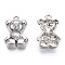 Alloy Pendants, with Glass, Bear with Heart Charm, Cadmium Free & Nickel Free & Lead Free, Platinum, 20.5x14x5.5mm, Hole: 1.6mm
