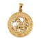 304 Stainless Steel Pendant Rhinestones Settings, Ion Plating(IP), Flat Round with Constellation, Golden, Capricorn, Fit 1.8mm Rhinestones, 29x25.5x3.5mm, Hole: 4.5x3mm