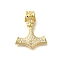 Rack Plating Brass Micro Pave Cubic Zirconia Pendants, Long-Lasting Plated, Lead Free & Cadmium Free, Hammer Charms, Real 18K Gold Plated, 26.5x22x4mm, Hole: 4.5mm