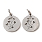 Non-Tarnish 304 Stainless Steel Charms, Laser Cut, with Jump Ring, Stainless Steel Color, Hollow, Flat Round Charm, Branch, 13.5x12x1mm, Hole: 3.6mm