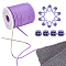 NBEADS 27 Yards Stitch Keeping Cords, 3mm Hollow Tubing with 4Pcs Cord Locks and 30Pcs ABS Stitch Needle Clip for Holding Stitches Bracelet Necklace Beading, Orchid